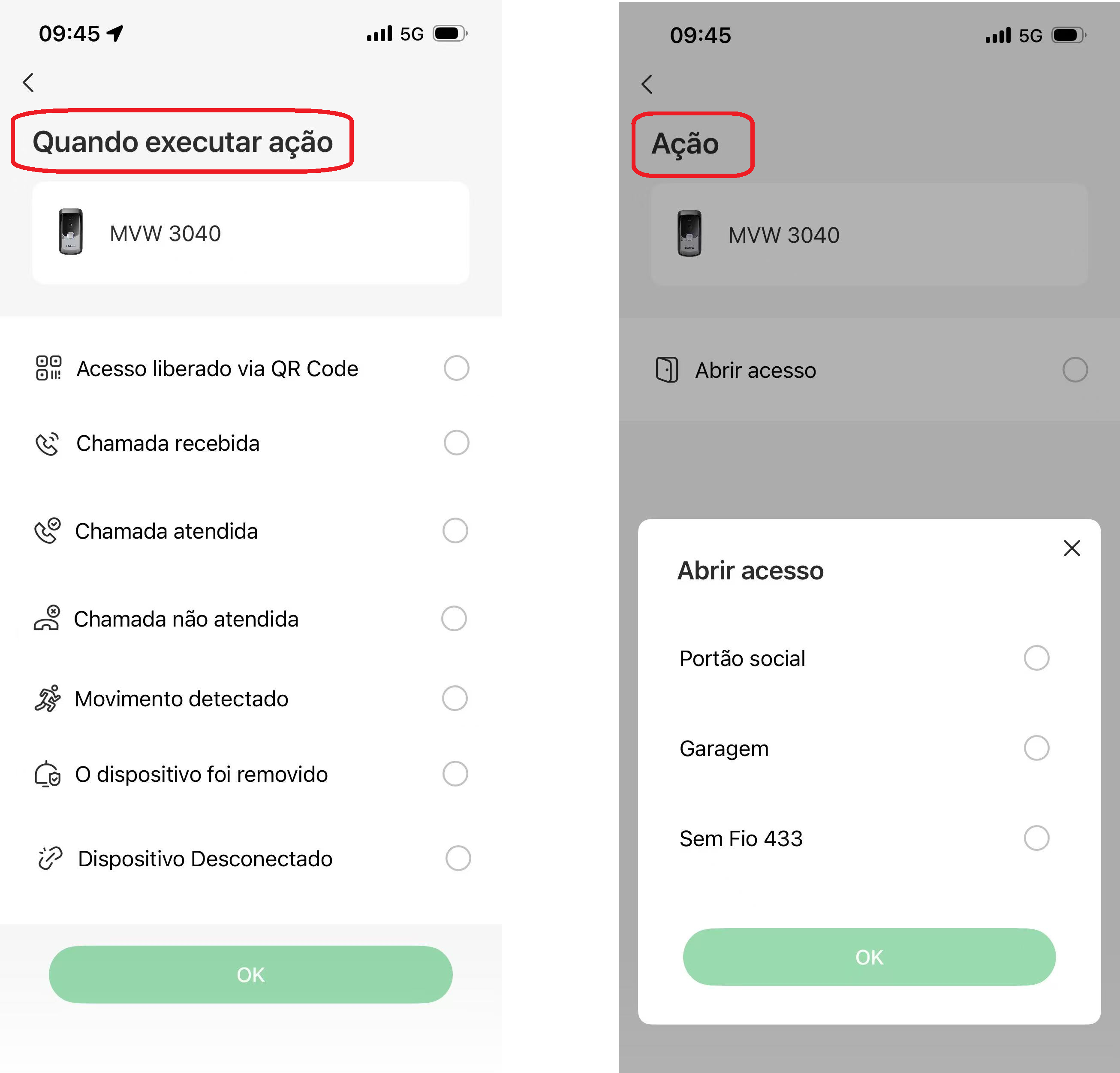 Configurações de Automações